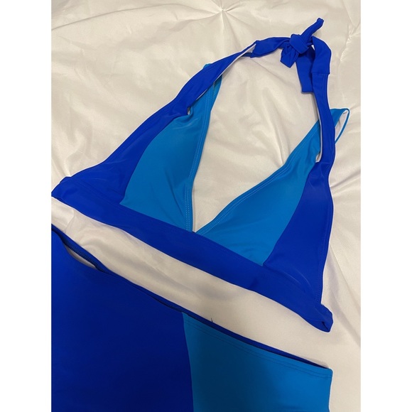 Bright Blue Multicolor Block Bikini Set - Picture 6 of 8